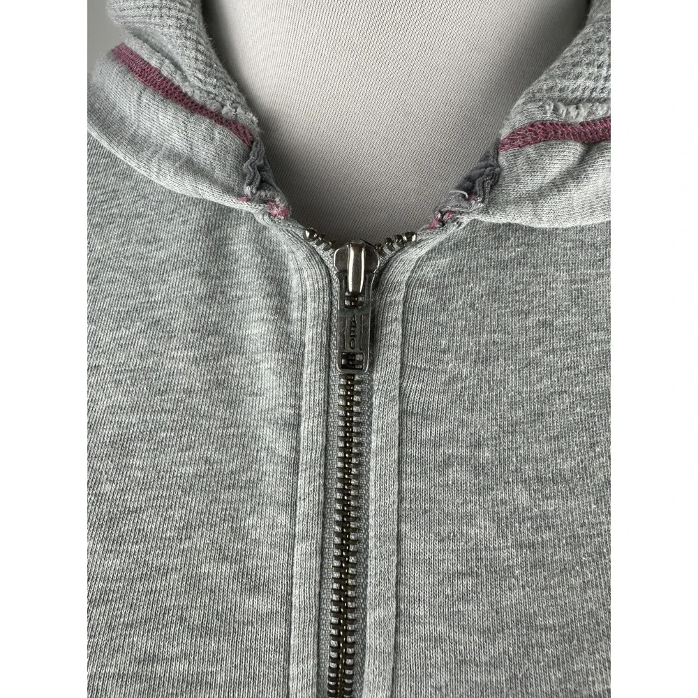 Y2K American Eagle Gray Full Zip Hoodie Women's Large Fleece Lined 2000s Preppy - Picture 11 of 16